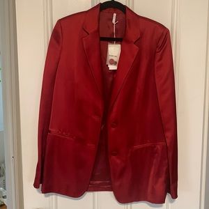 Helmut Lang Red Satin Blazer-Size 6 W